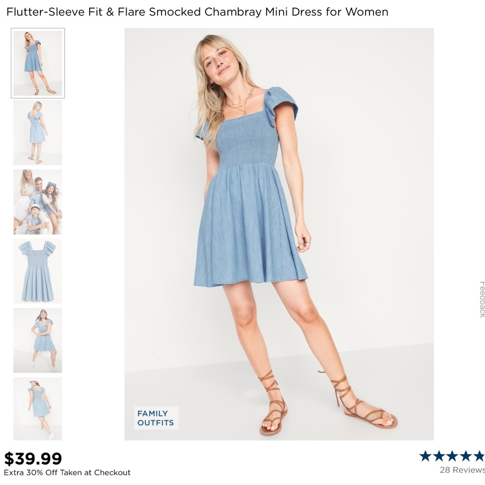 Old Navy Chambray Smocked Dress